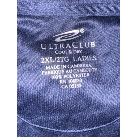 UltraClub Cool & Dry Navy Polo Shirt 2X  Ladies 100% Polyester - Picture 3 of 5
